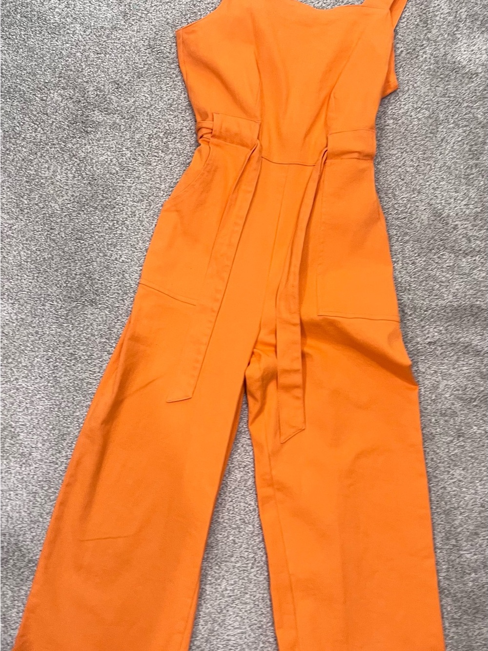 Copper Key Bright Orange Sleeveless Wide-Leg Jumpsuit with Waist Tie